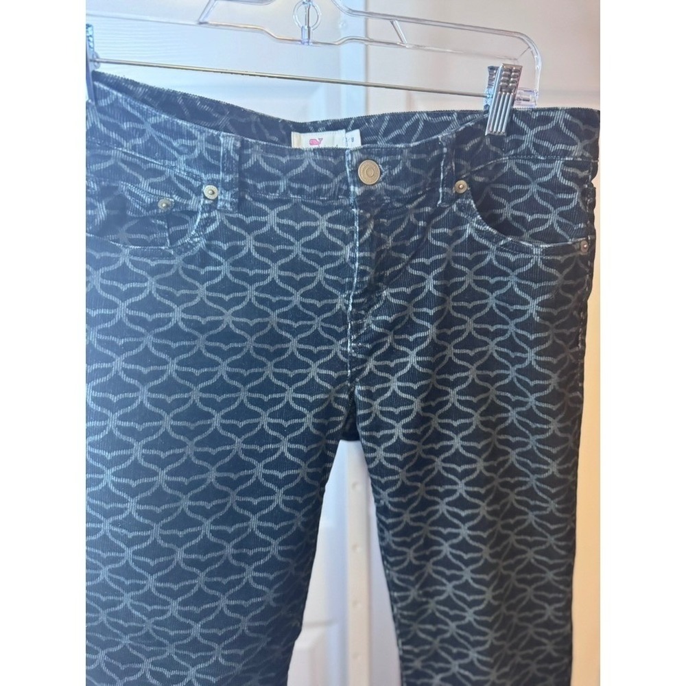 SALE Vineyard Vines Women's Black Gray Geometric Pants Sz 8 Corduroy